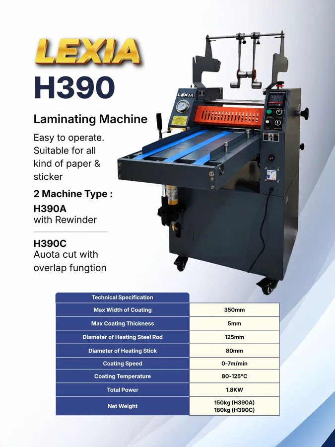 Mesin Laminating Kertas Hydraulic H390 - Lexia — Mesin Laminating Kertas
